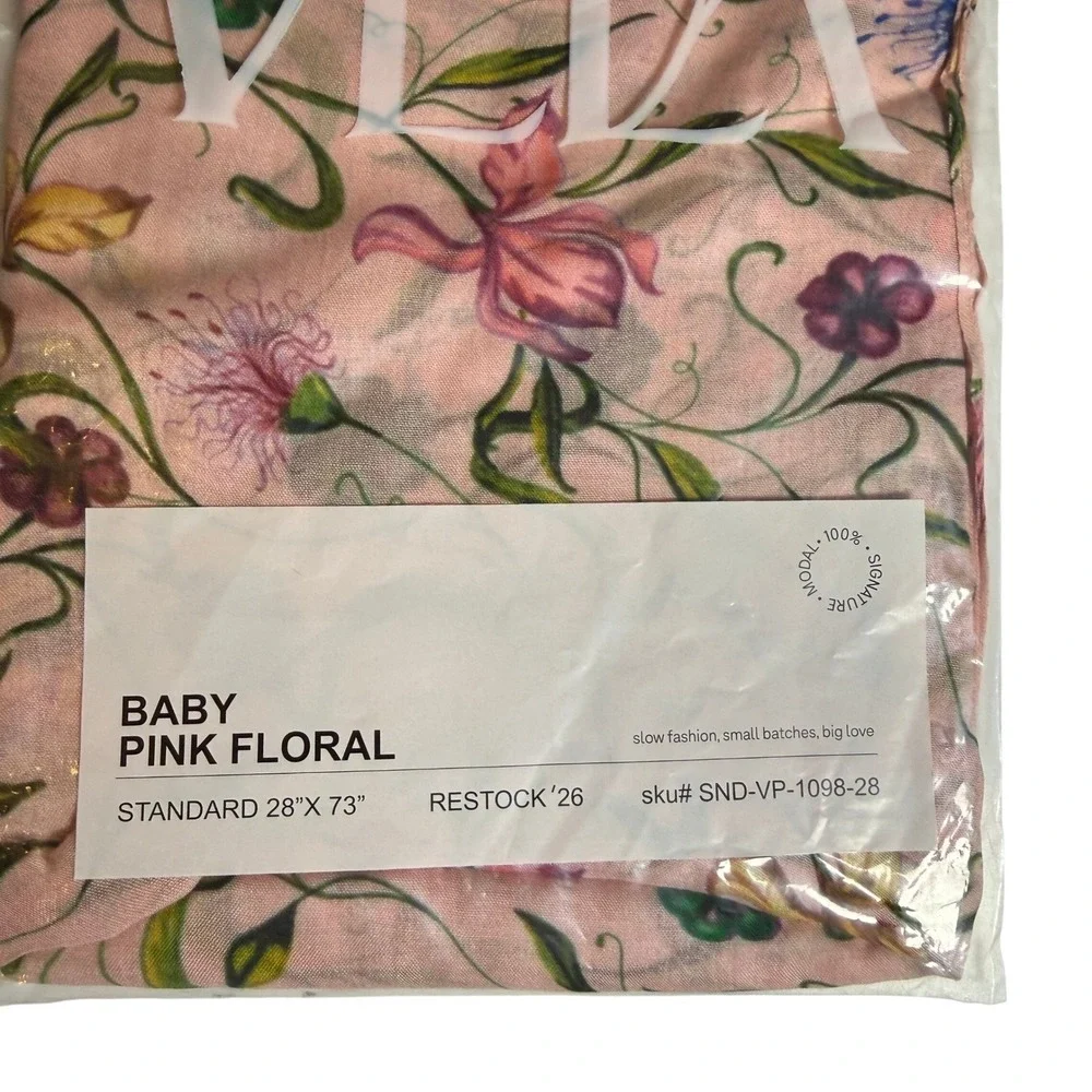 Vela Baby Pink Floral Modal Hijab Standard 28x73 Floral Scarf NWT